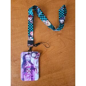 Nezuko Demon Slayer Lanyard + Badge Holder Set & Charm Cute Anime Accessory